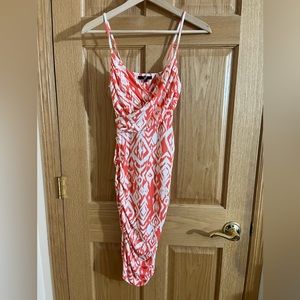 Tart white pink or orange bodycon Dress scrunchie mini or midi vneck dress